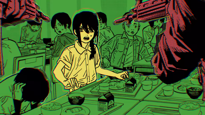 Chainsaw Man Nayuto having guns pointed at her.