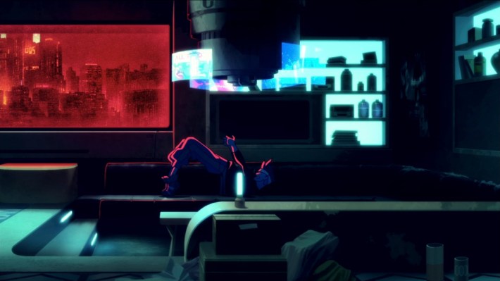 Cyberpunk: Edgerunner's David waking up during his brain dance.