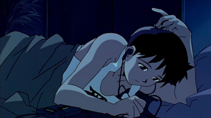 Neon Genesis Evangelion's Shinji Ikari listening to his mp3 player.