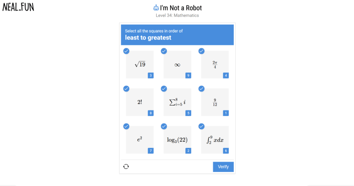 I Am Not A Robot math equation puzzle.