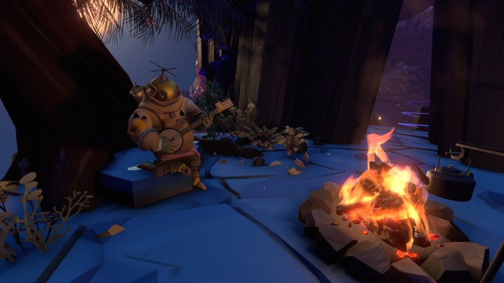 A screenshot from Outer Wilds, a video game about being trapped in a time loop.