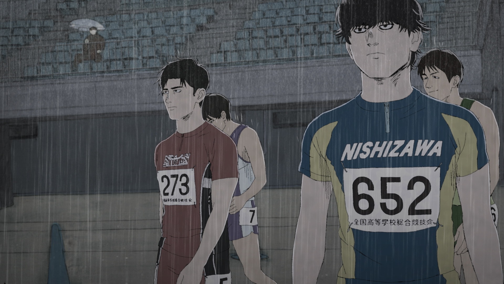 100 Meters rain sequence still.