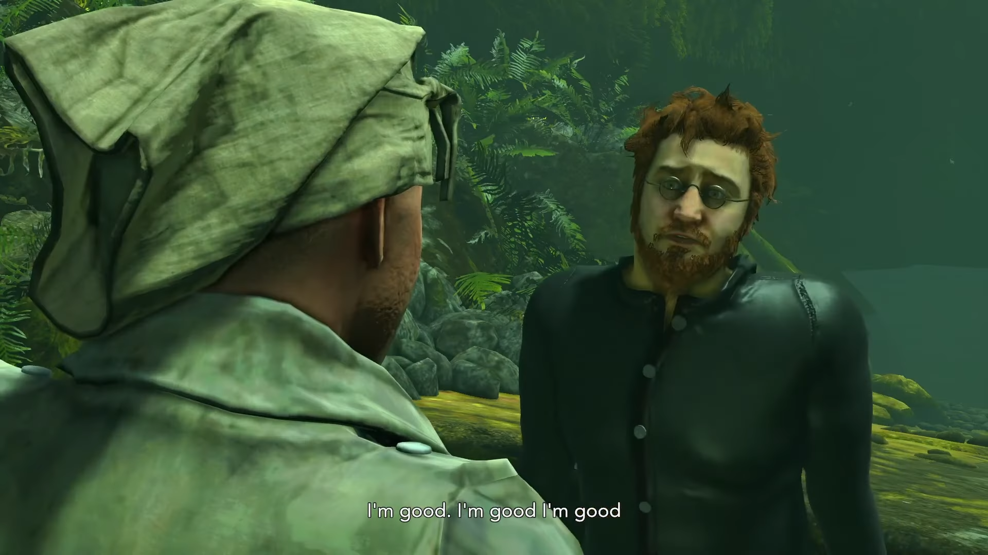 Nate saying "I'm good. I'm good. I'm good." to Tim.