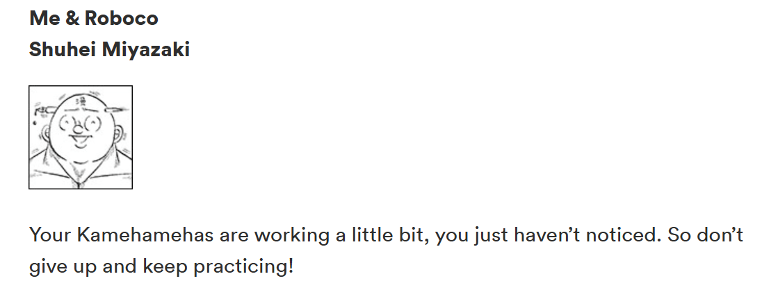 Me & Roboco mangaka about folks not giving up practicing their kamehamehas.