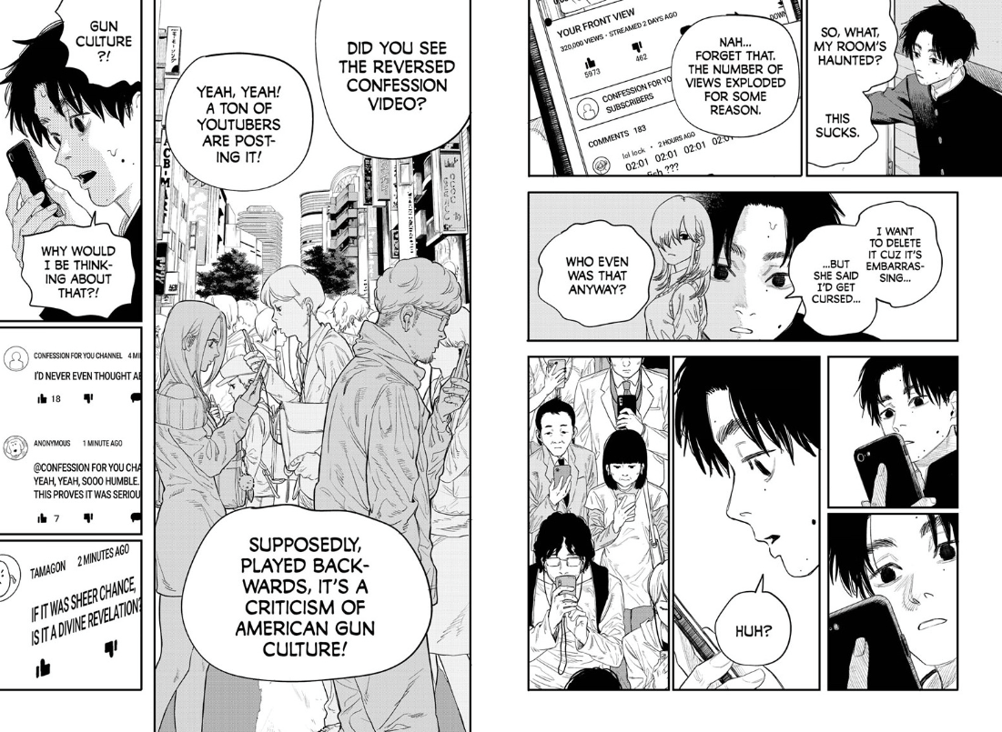 Just Listen To The Song protagonist looking at social media. 